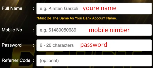CTBET Casino Registration Form